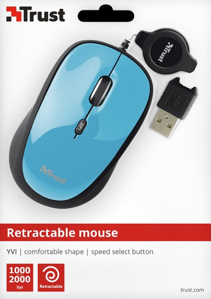 Trust Yvi - RatóN óPtico Con Cable RetráCtil, Azul Trust Yvi - RatóN óPtico Con Cable RetráCtil, Azul